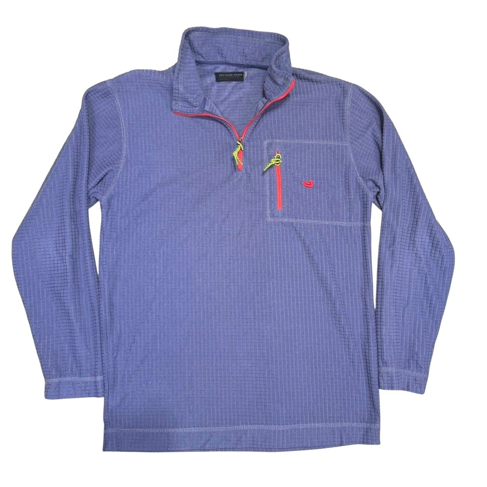 Southern‎ Marsh Fieldtec Pullover L Blue Waffle Knit Quarter Zip Fleece Mens